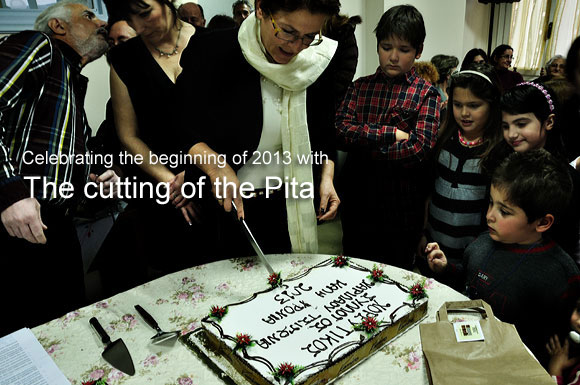 Cutting the Pita - Perahori Ithaca Greece 2013 New Year