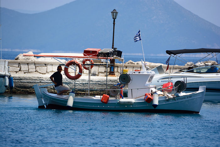 fishing boat on ithaca greece